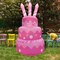 GOOSH 5.5 FT Birthday Inflatables Cake with Candle Happy Birthday with Colorful Rotating LED Lights (Pink)